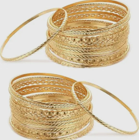 5pk Gold Boho Bangle Bracelet