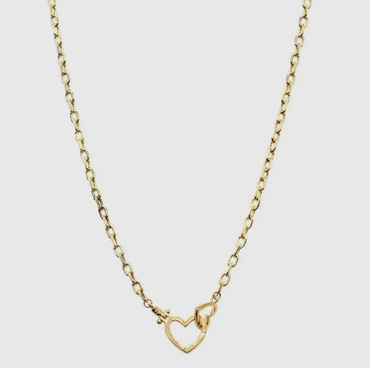 Gold Double Heart Chain Necklace