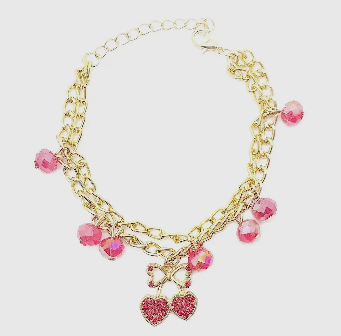 Cherry Charm Beads Chain Bracelet