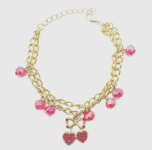 Cherry Charm Beads Chain Bracelet